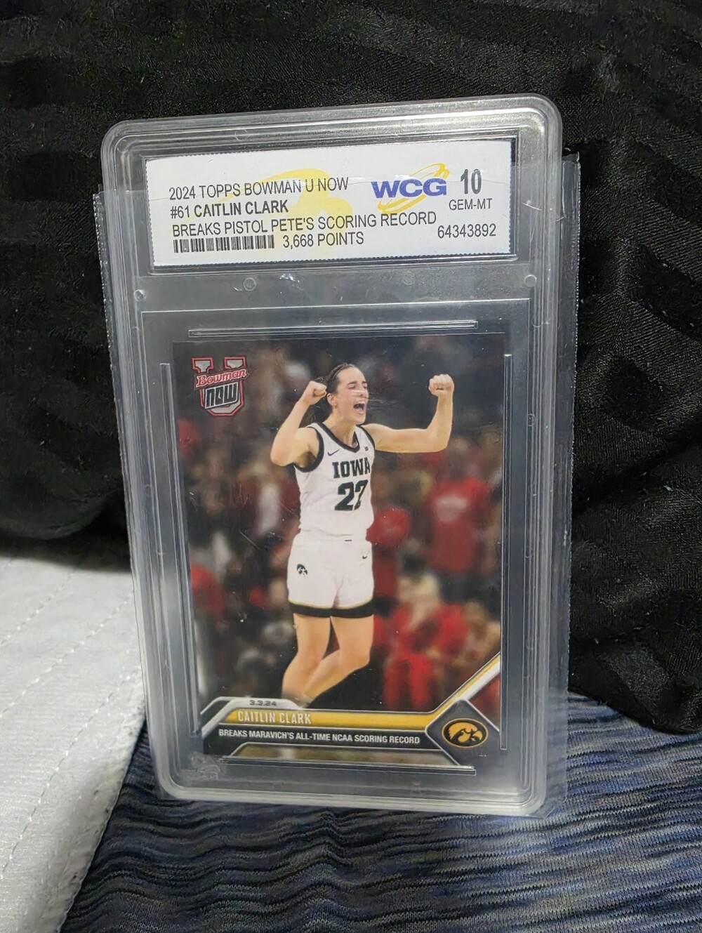 2024 Topps Bowman U Now Caitlin Clark Graded Card - White/Black